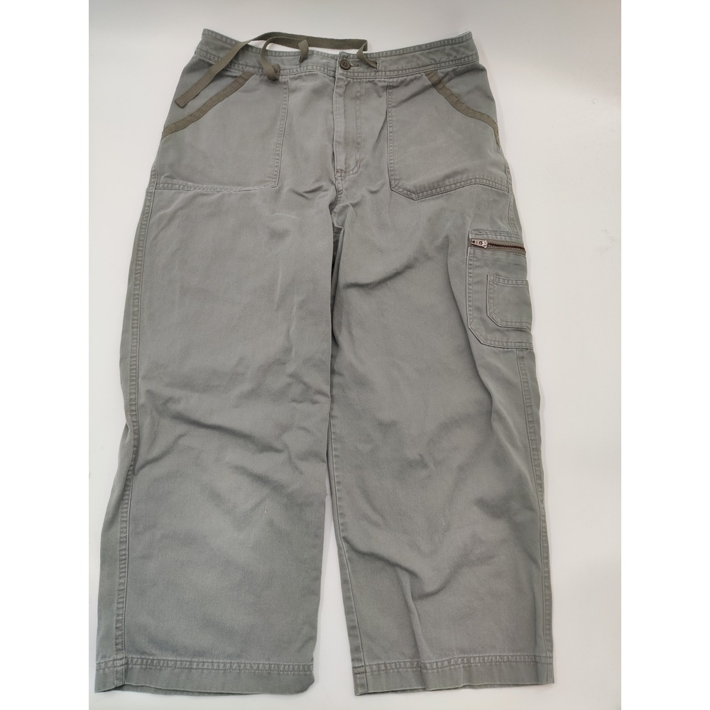 Sonoma Life Style Womens 10 Green Cotton Wide Leg Cargo Utility Pants Drawstring